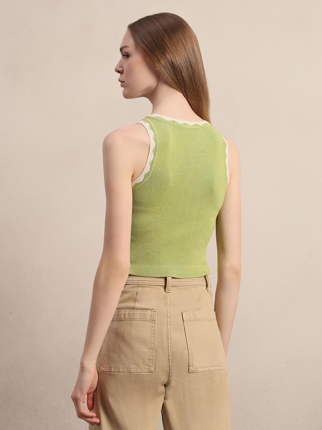 Green Knitted Cropped Top