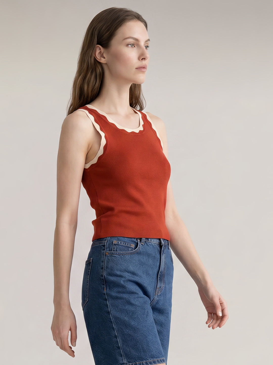 Red Knitted Sleeveless Top