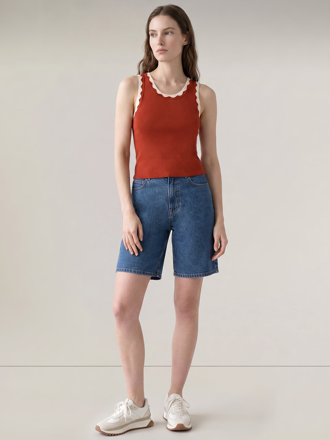 Red Knitted Sleeveless Top