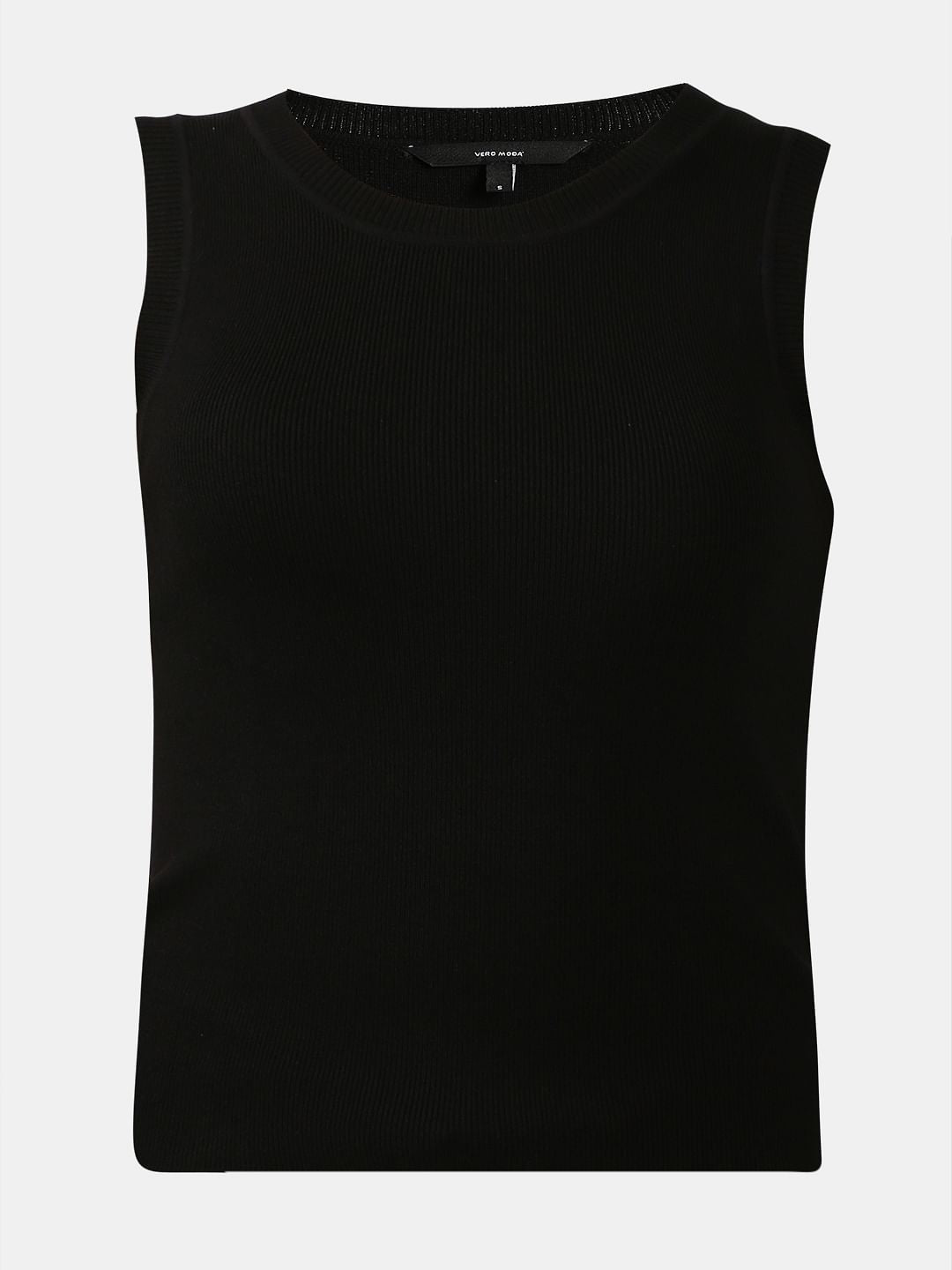 Black Sleeveless Fitted Top