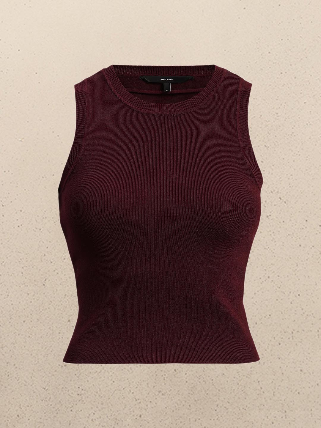 Maroon Round Neck Knitted Top