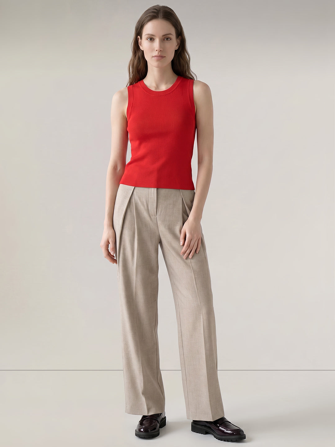 Red Ribbed Knit Top