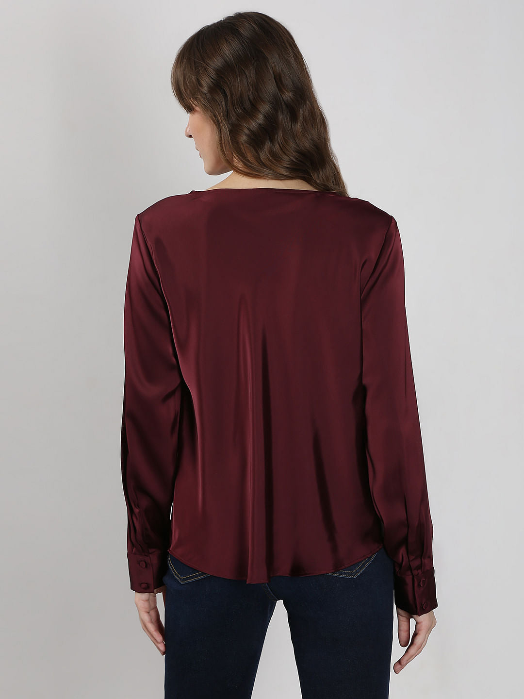 Dark Red Cowl Neck Top