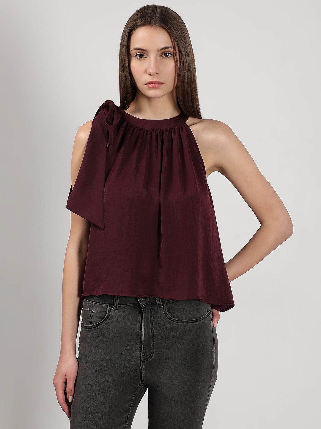 Maroon Tie-Up Top