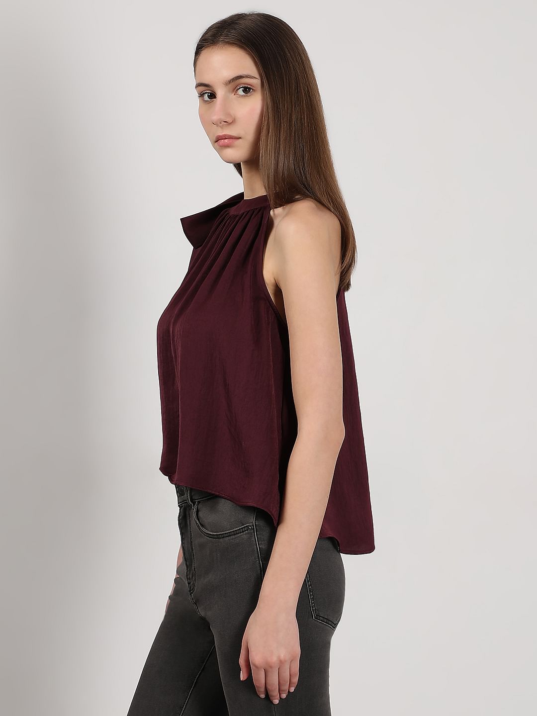 Maroon Tie-Up Top