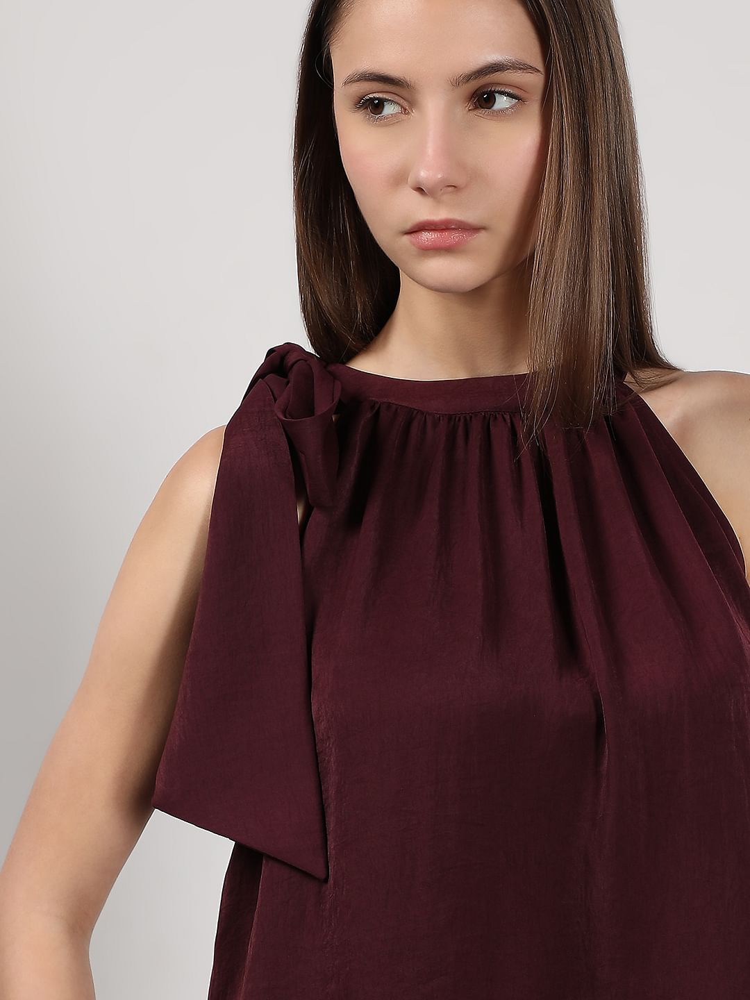 Maroon Tie-Up Top