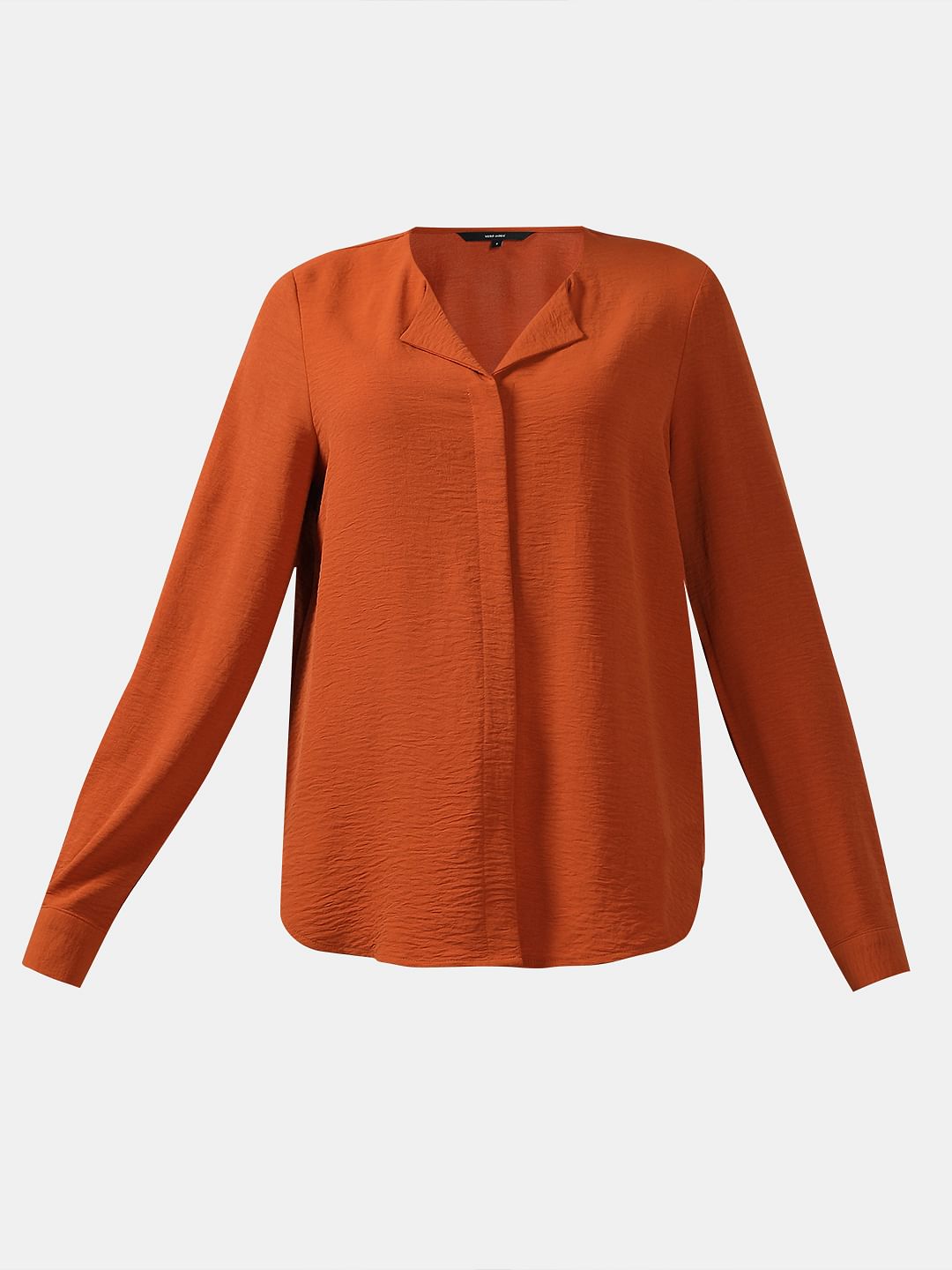 Rust Orange Red V Neck Shirt