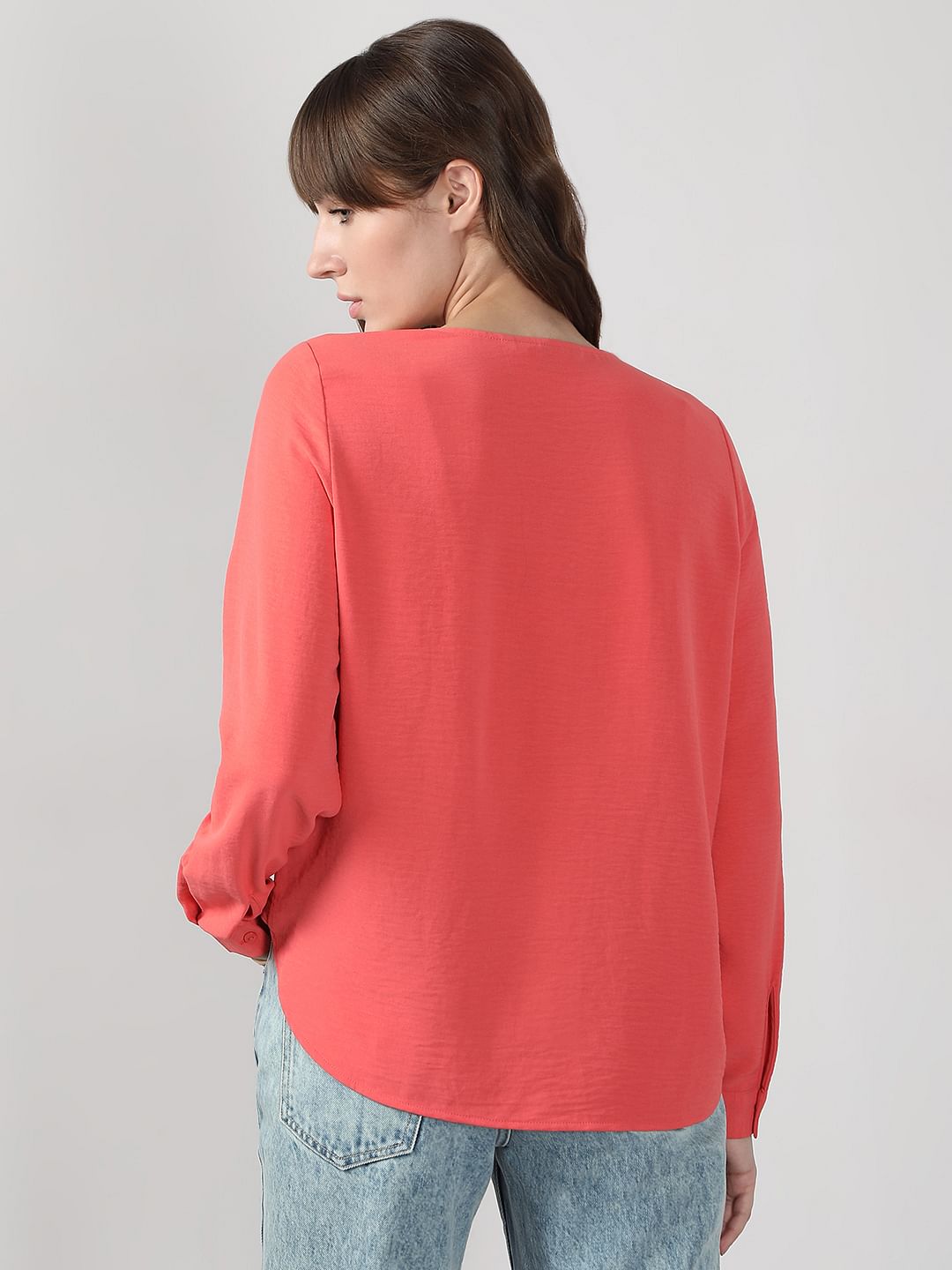 Peach V Neck Shirt