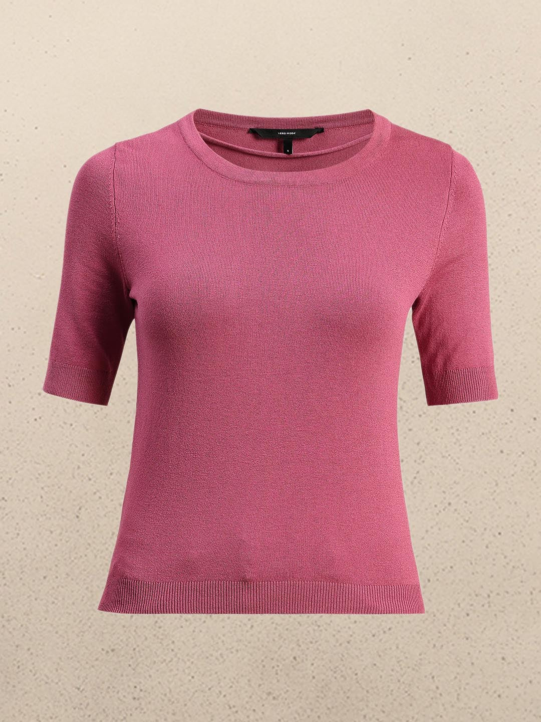 Pink Knitted Short Sleeves Top
