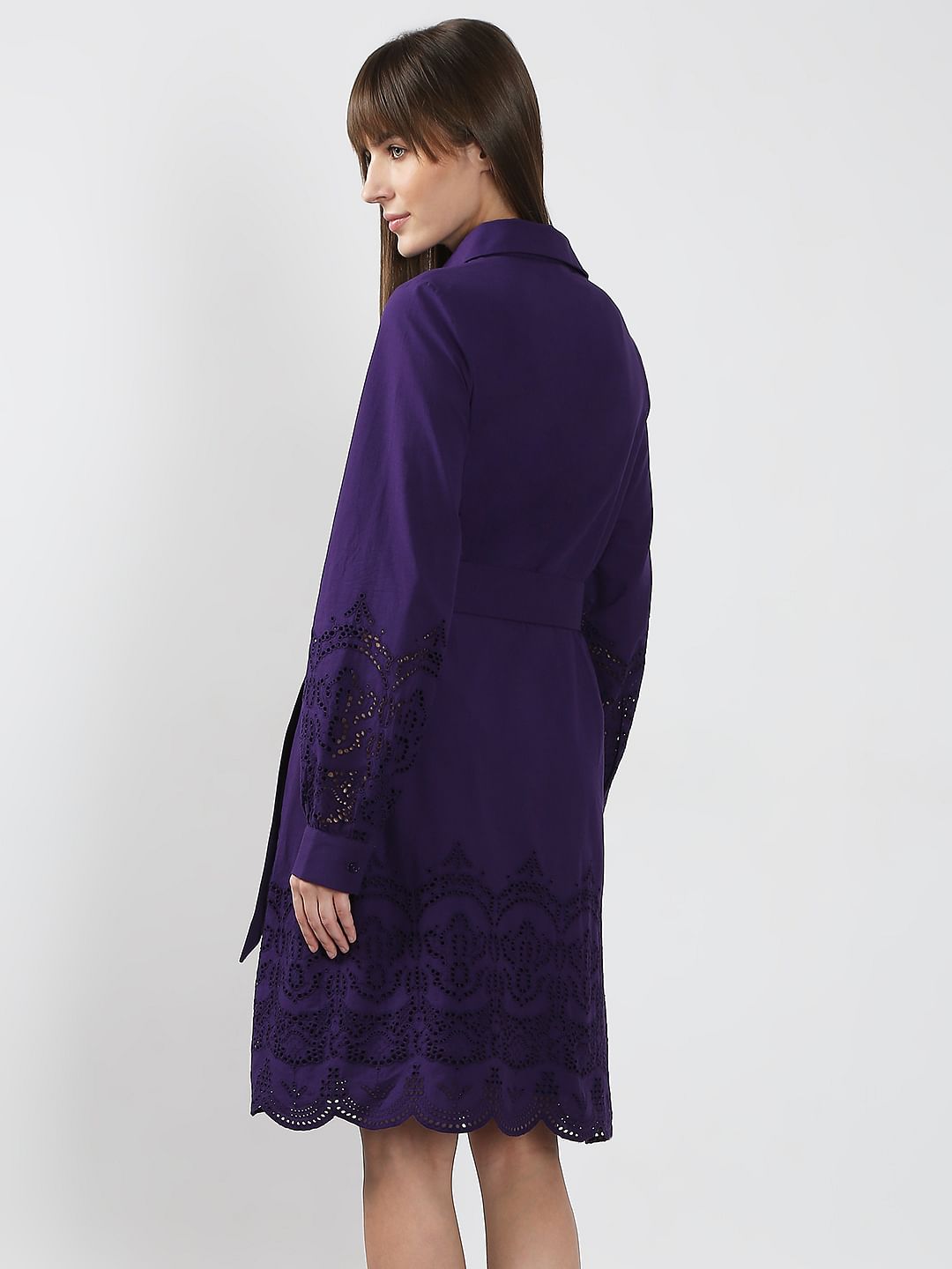 Purple Cotton Shirt Dress