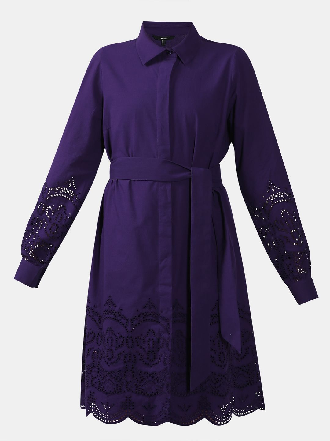 Purple Cotton Shirt Dress