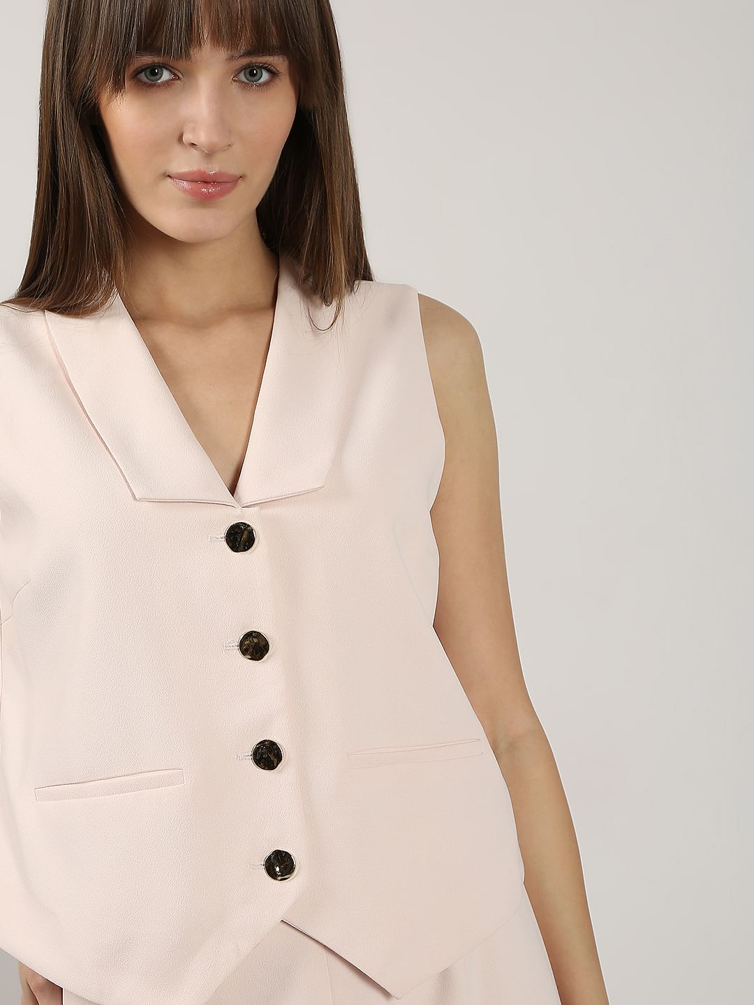 Cream Pink Co-Ord Set Waistcoat