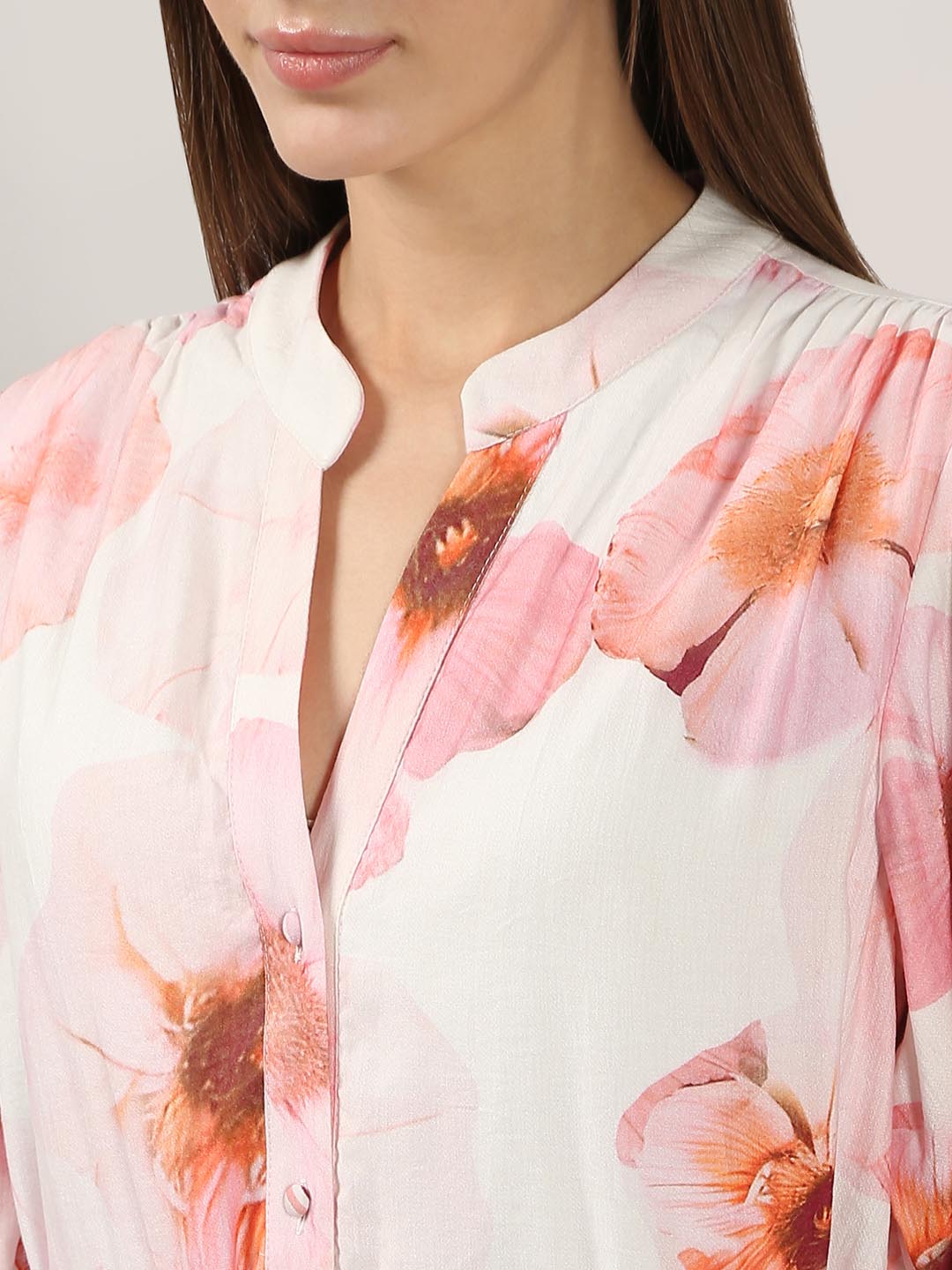 Vero Moda White Floral Print Shirt Dress