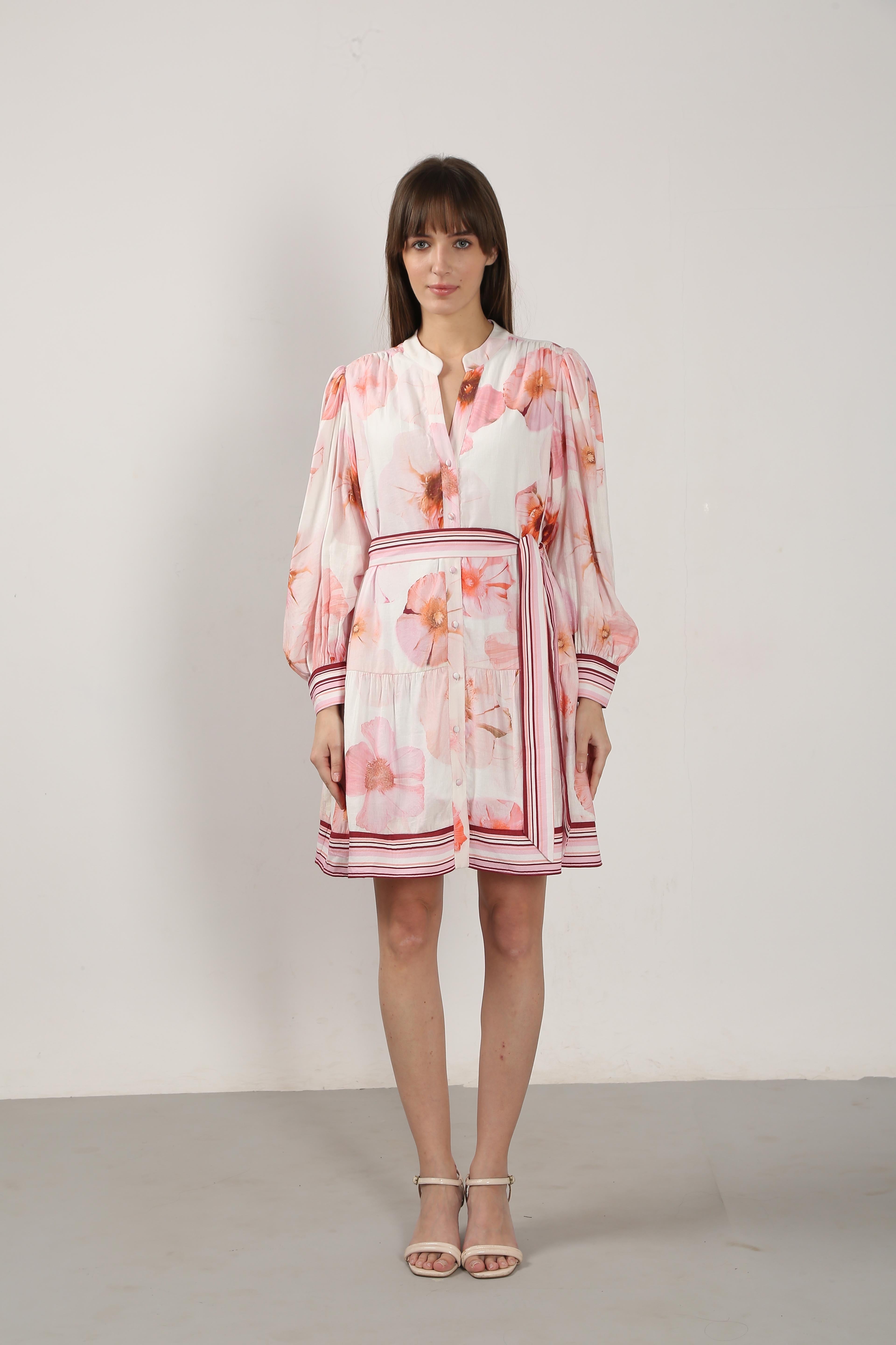 Vero Moda White Floral Print Shirt Dress