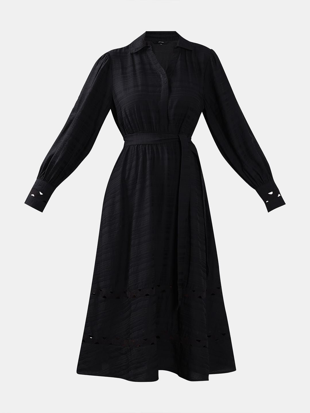 Black Cut-Work Shirt Dress