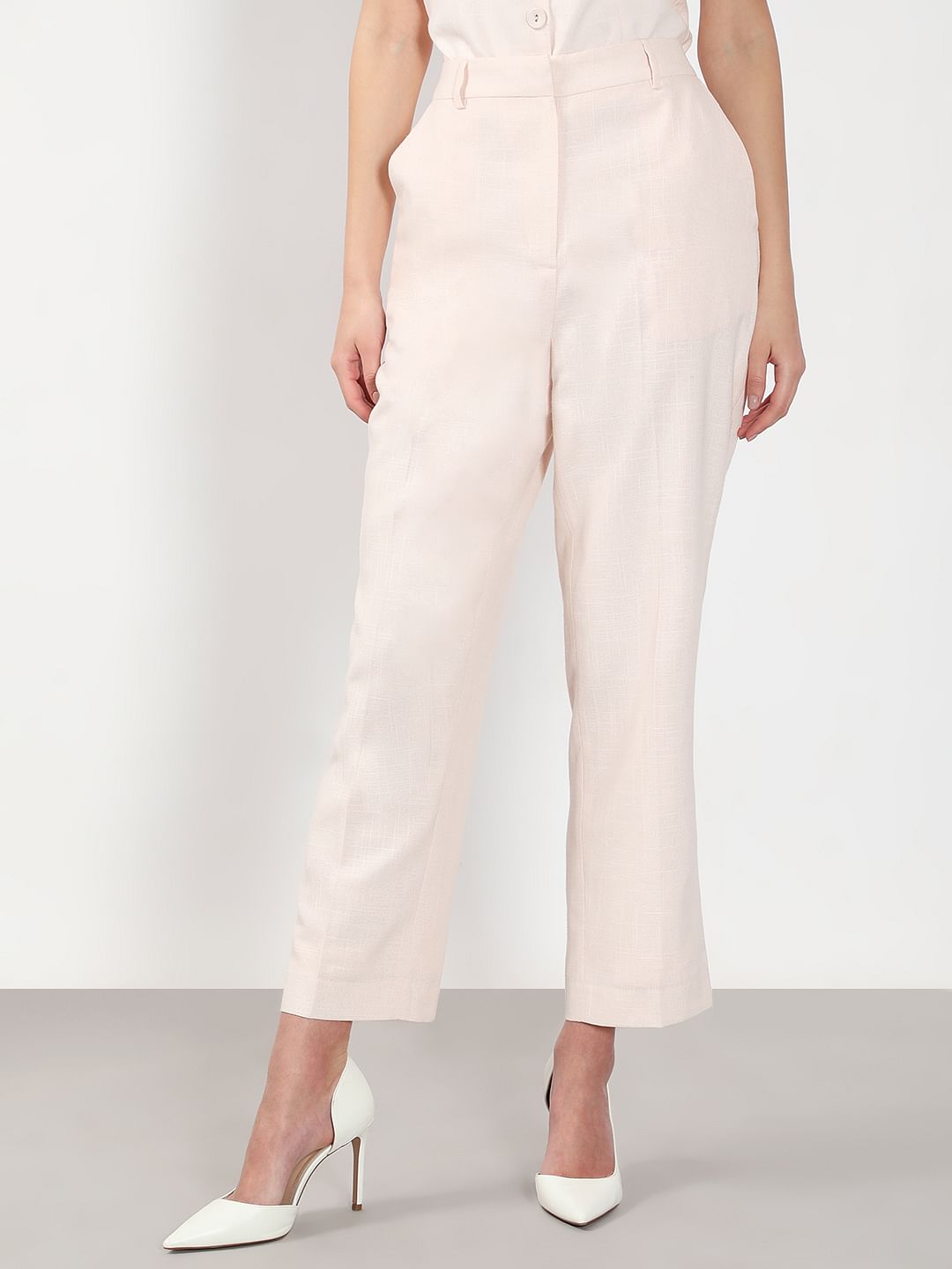 Light Pink High Rise Tailored Pants