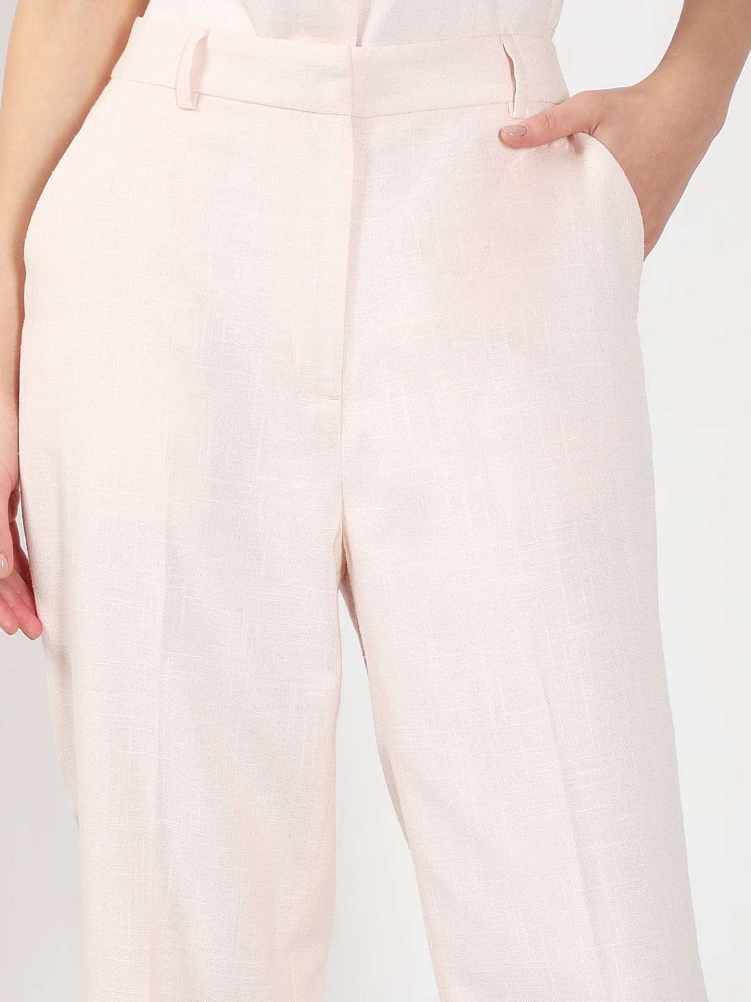 Light Pink High Rise Tailored Pants