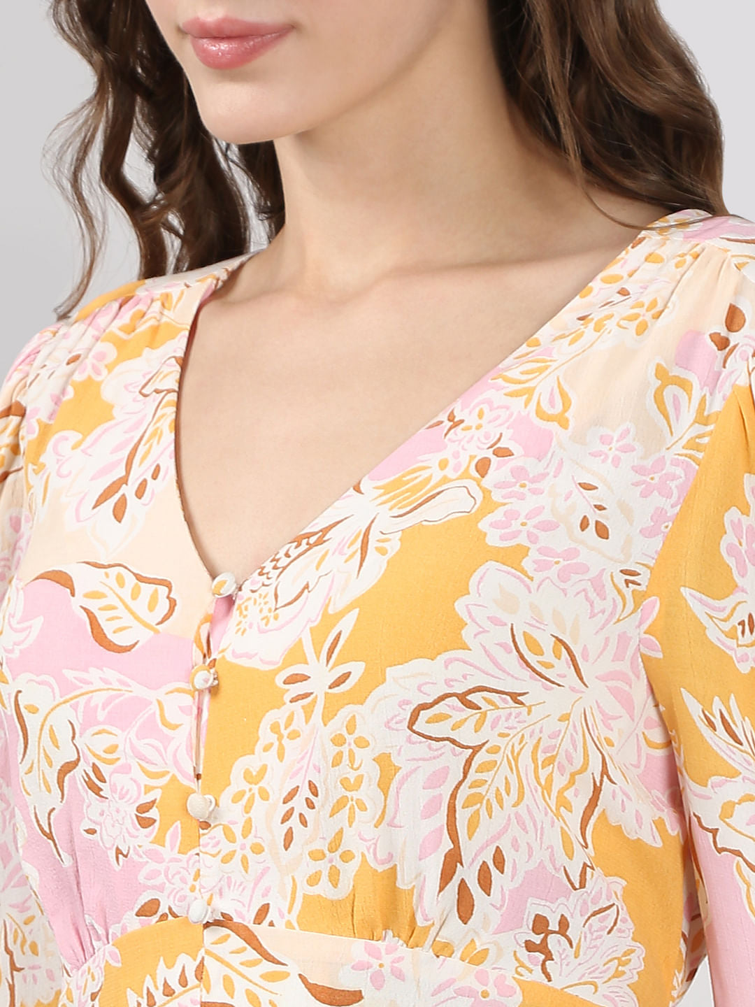 Pink Floral Midi Dress