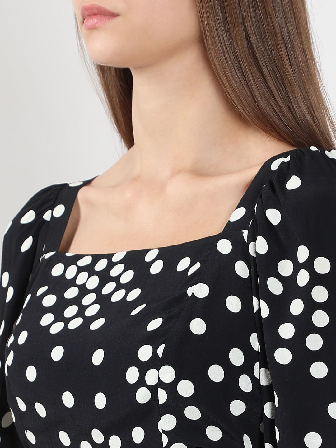 Black Polka Dot Midi Dress