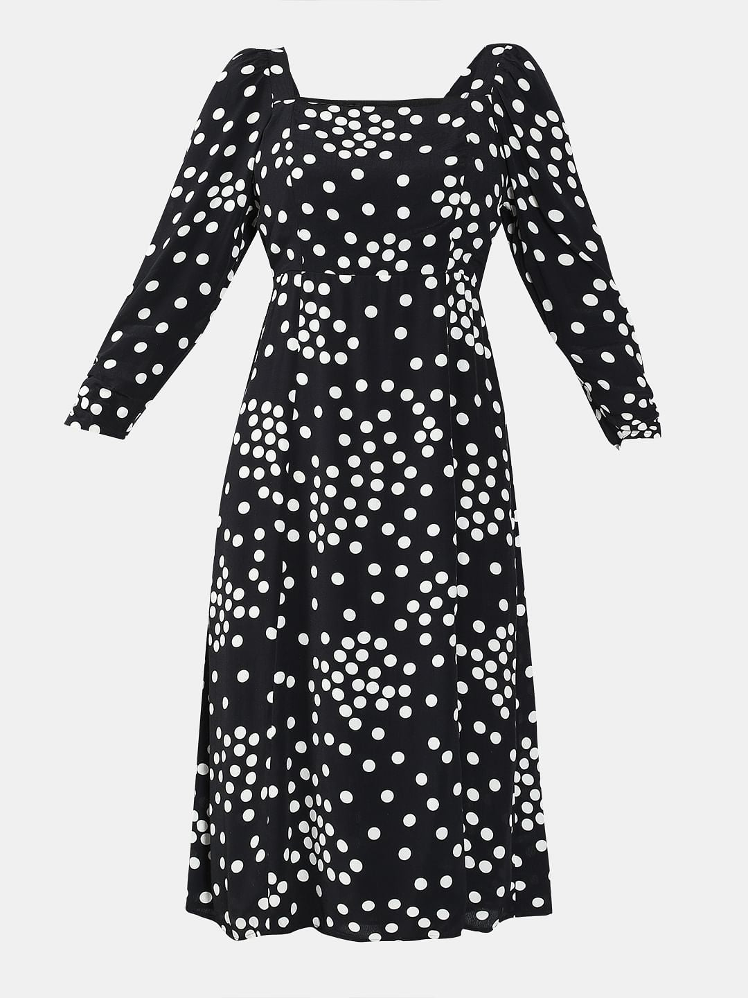 Black Polka Dot Midi Dress
