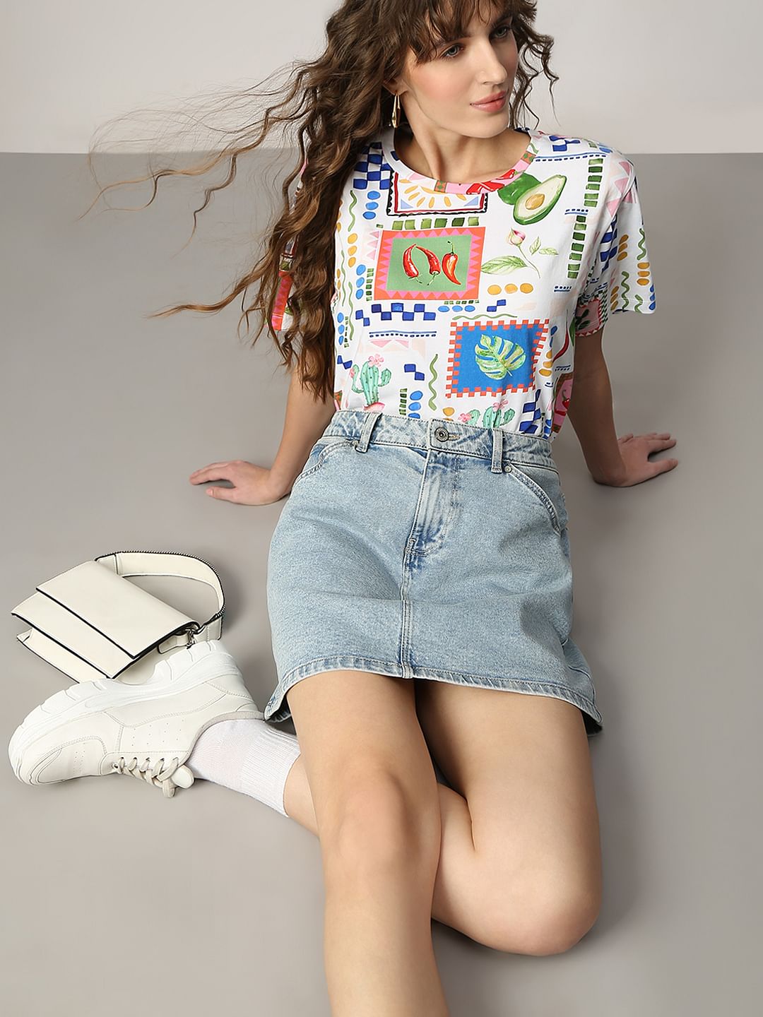 White Printed Cotton T-Shirt