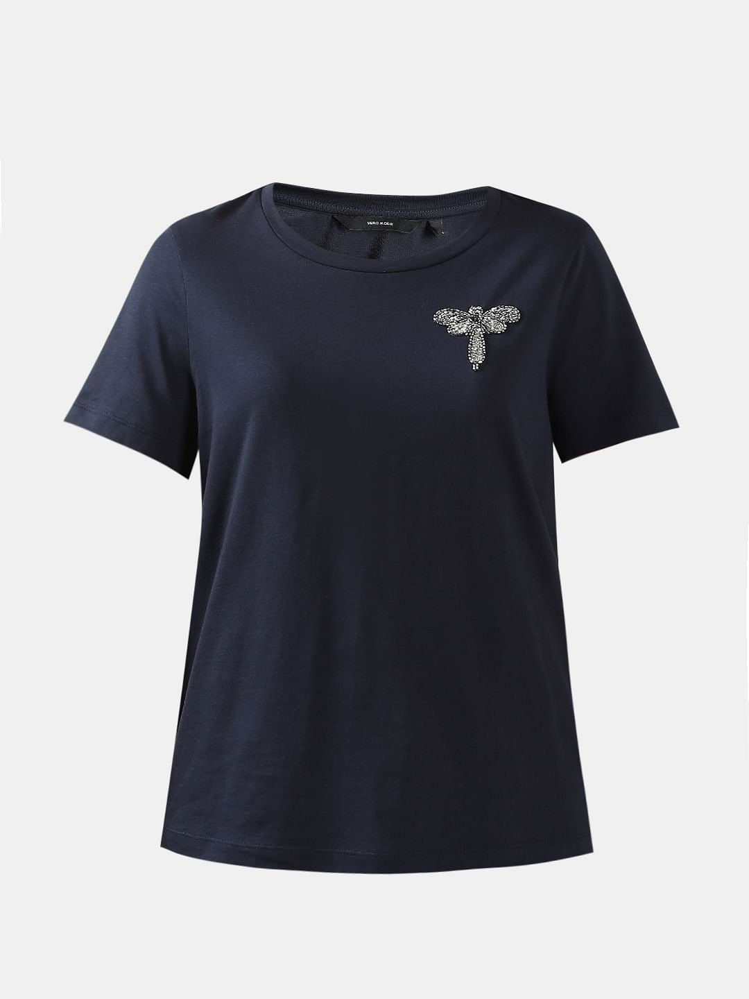 Navy Blue Motif Detail T-Shirt
