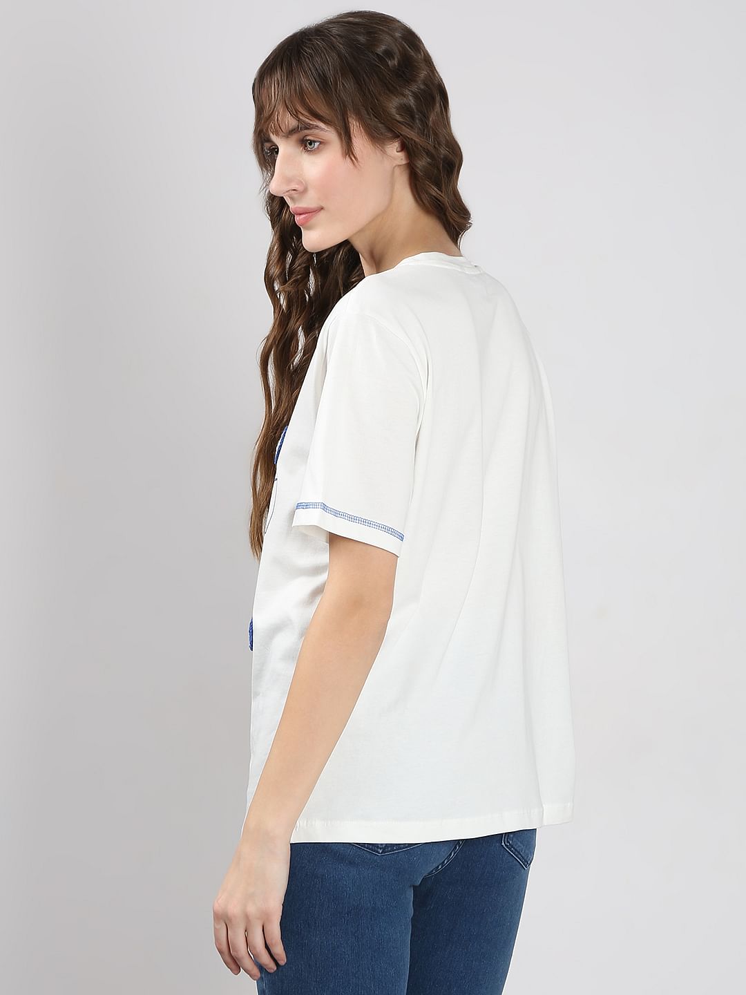 White Crochet Print T-Shirt