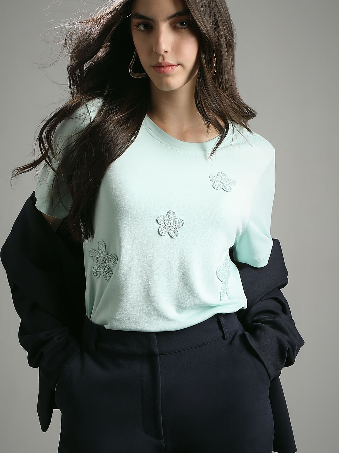 Mint Green Embroidered T-Shirt
