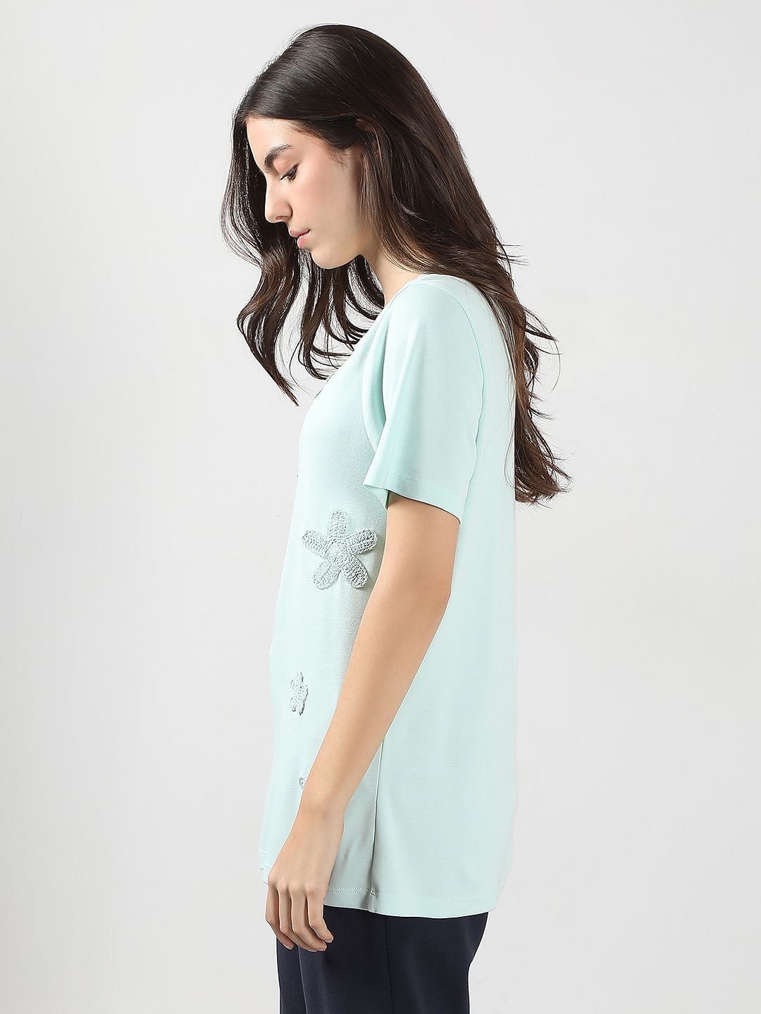 Mint Green Embroidered T-Shirt