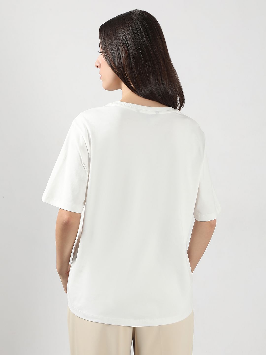 White Printed Cotton T-Shirt