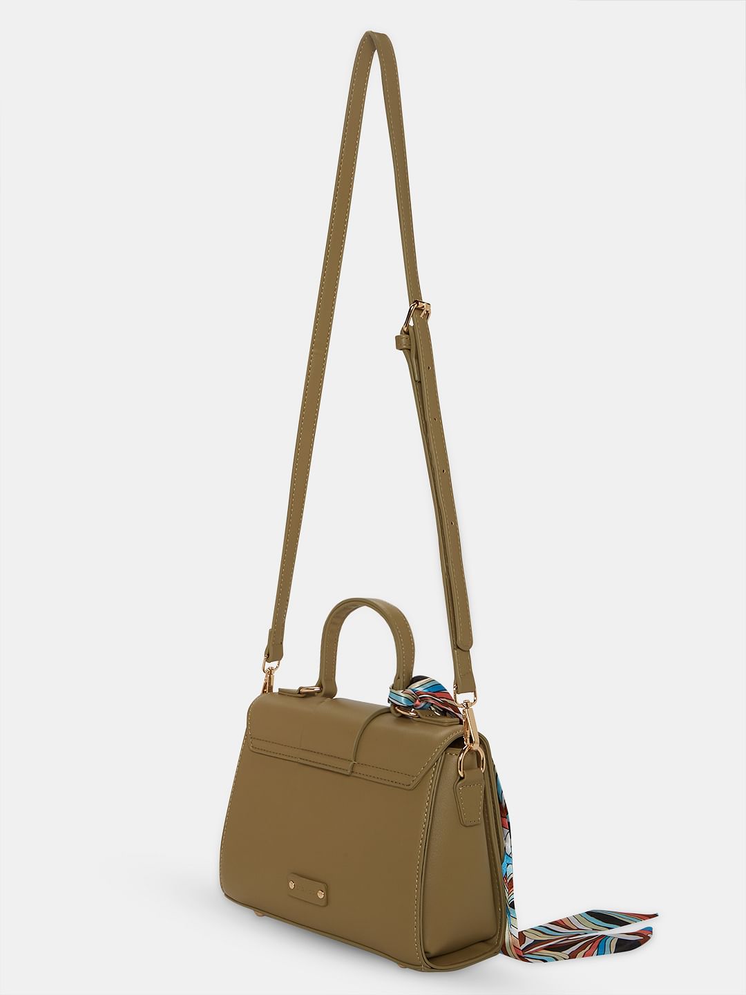 Khaki Scarf Detail Sling Bag