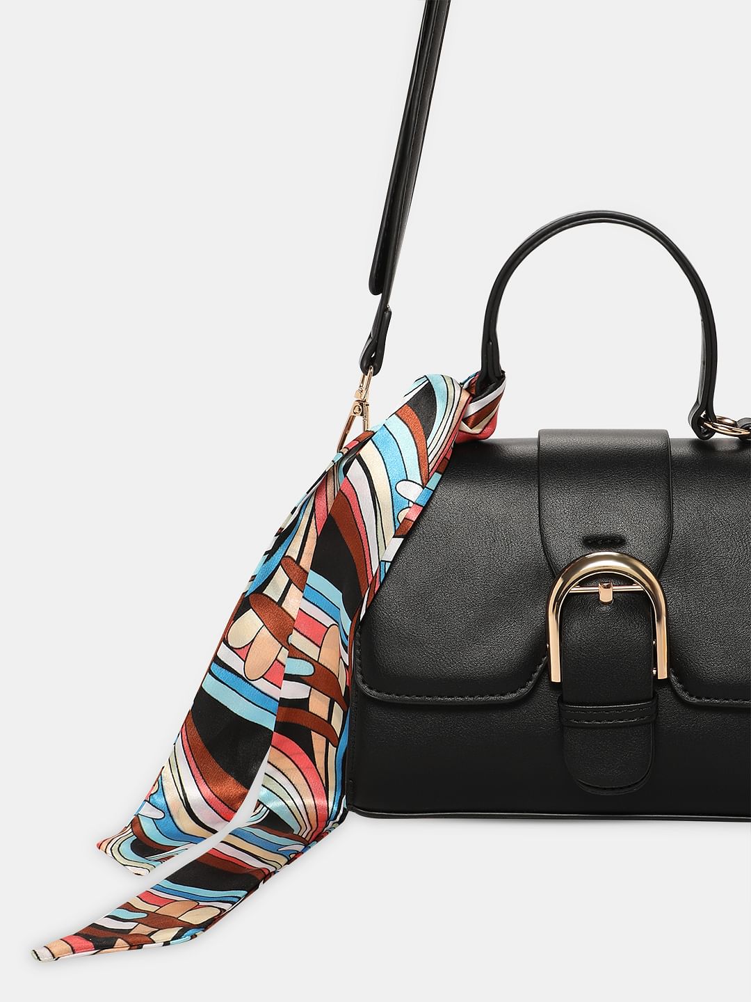 Black Scarf Detail Sling Bag