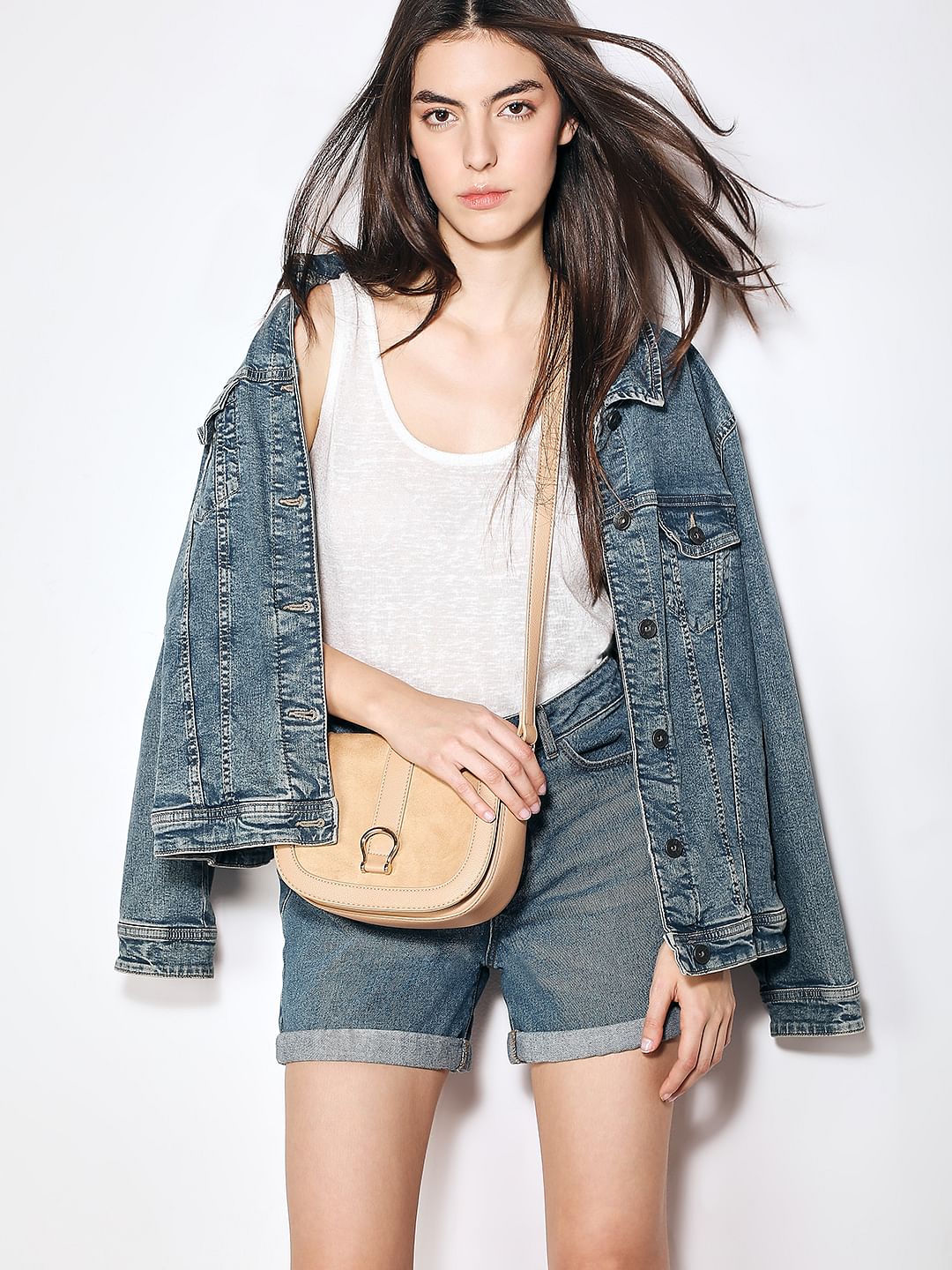 Tan U-Shaped Sling Bag