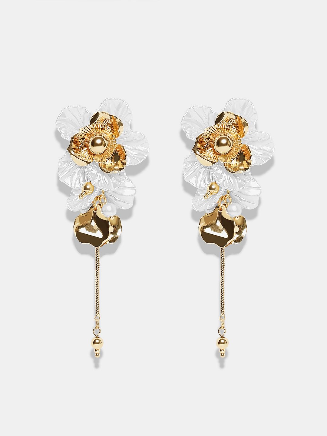Golden Flower Drop Earrings