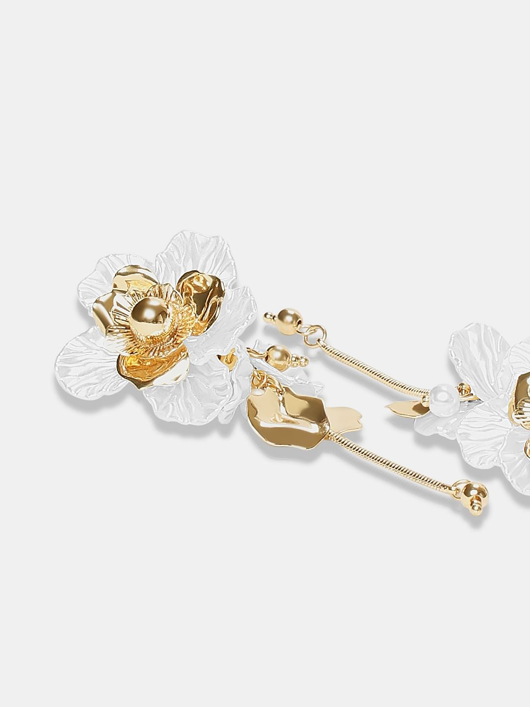 Golden Flower Drop Earrings