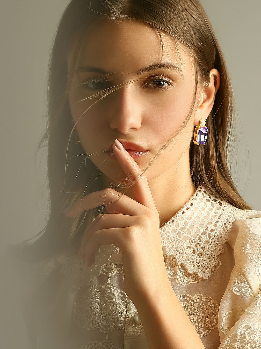 Purple Square Shaped Earrings