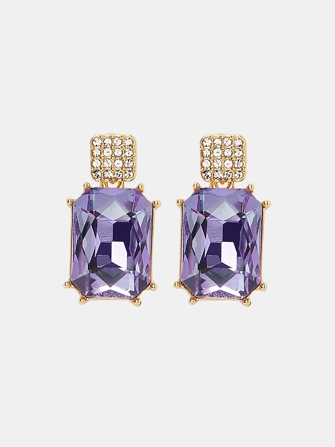 Purple Square Shaped Earrings