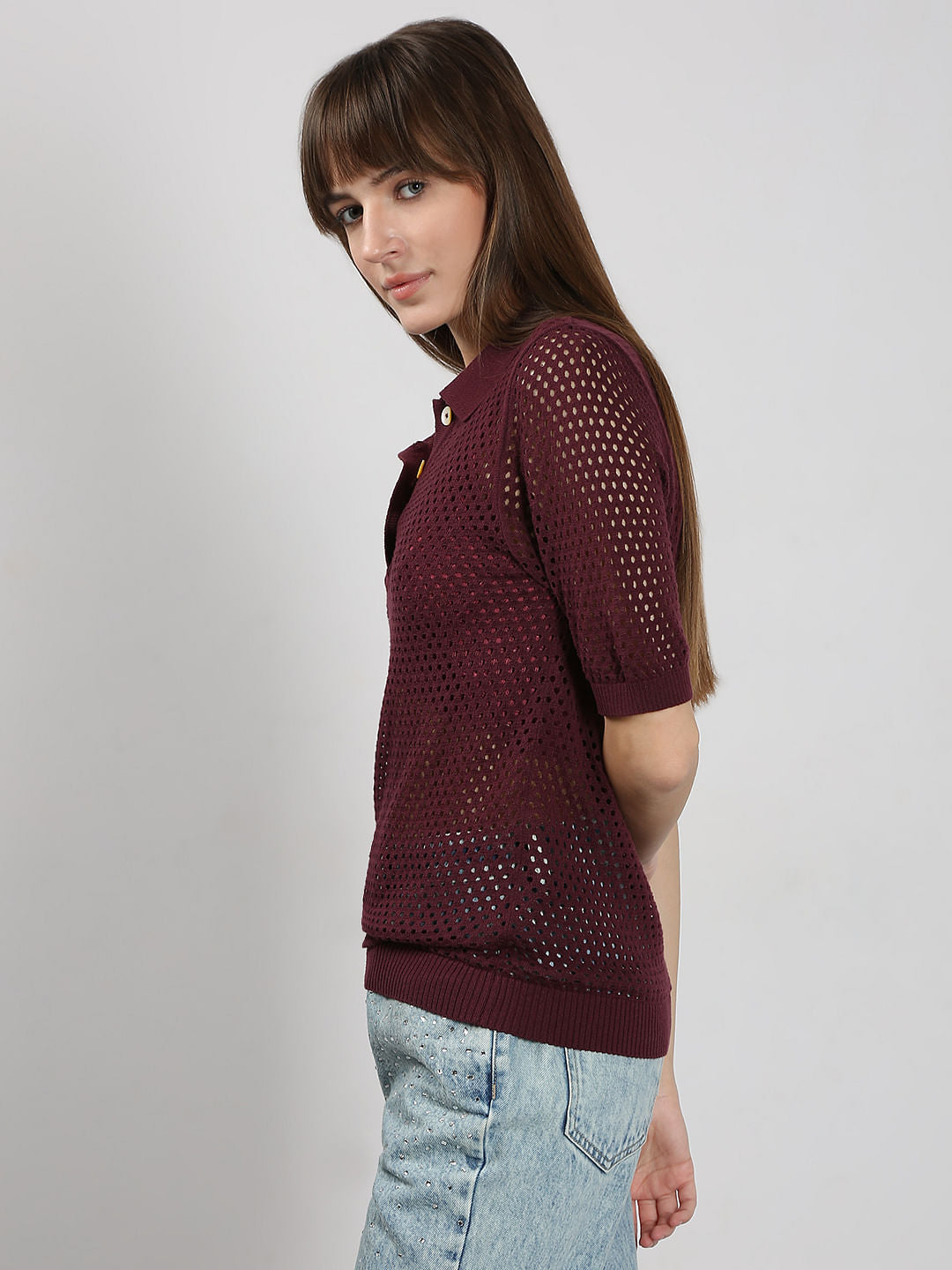 Dark Red Knitted Top