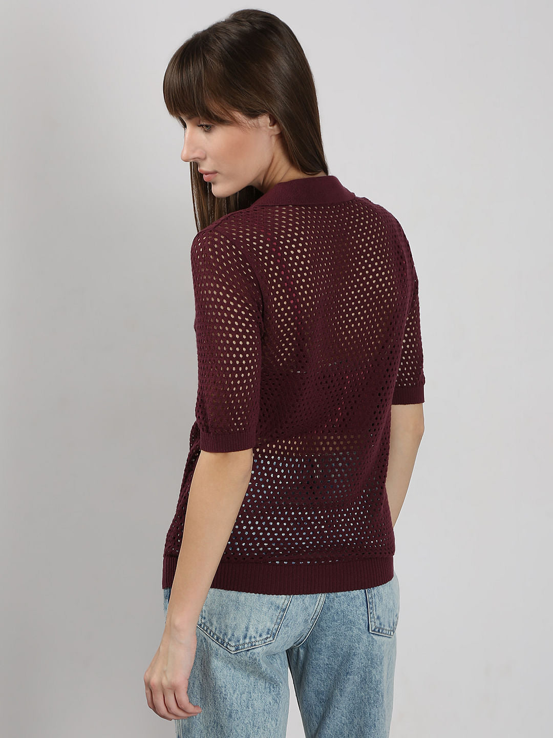 Dark Red Knitted Top