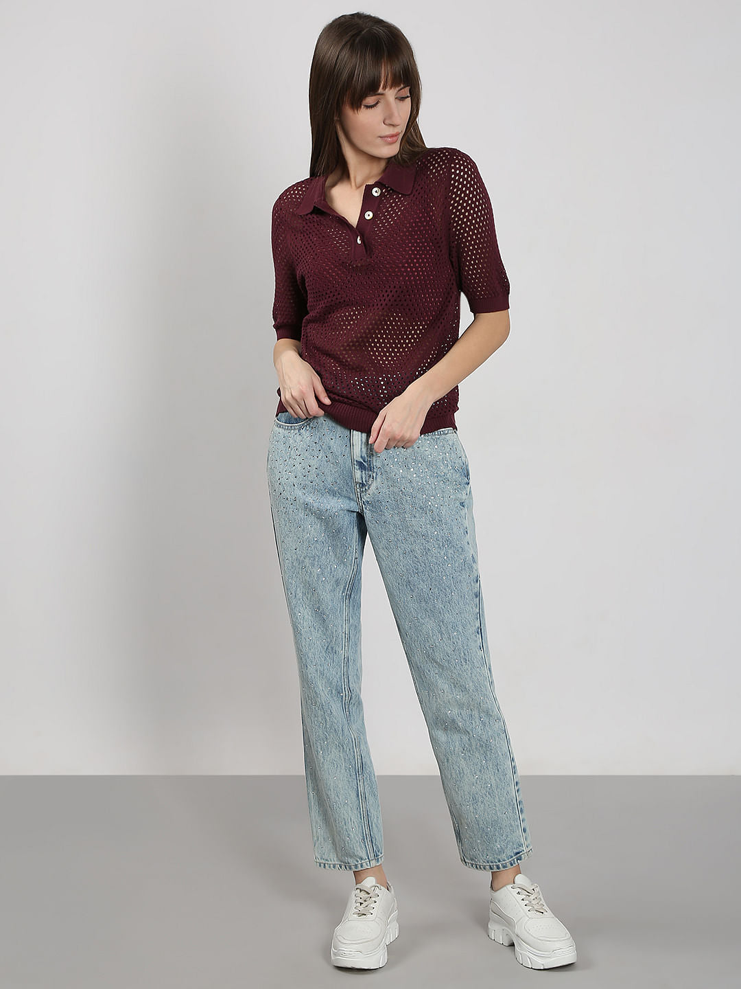 Dark Red Knitted Top