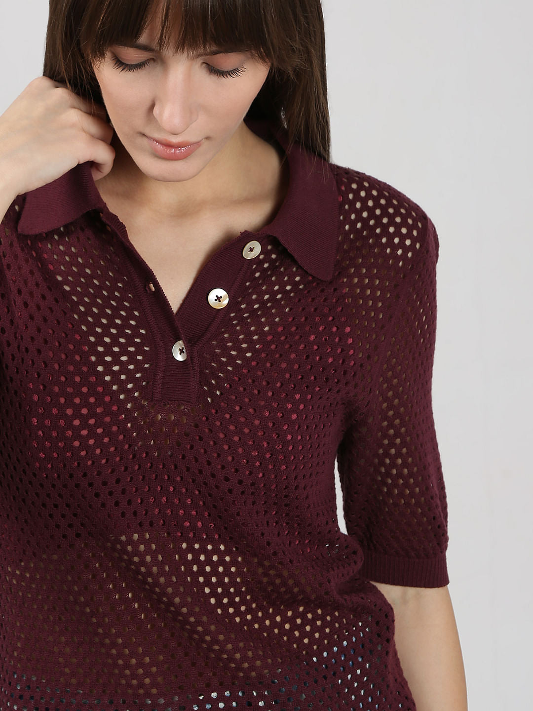 Dark Red Knitted Top