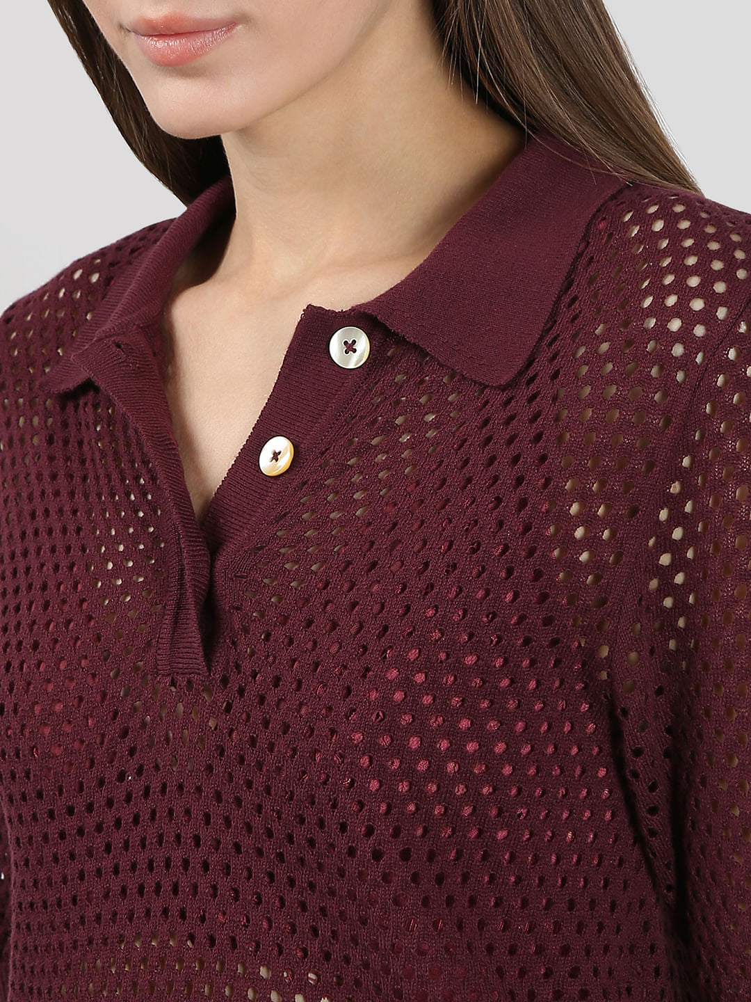 Dark Red Knitted Top