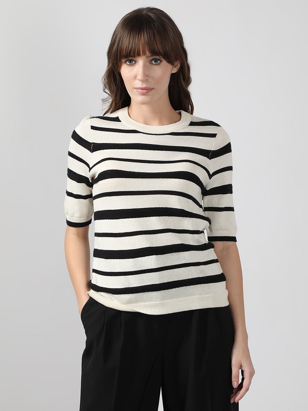 Black & White Striped Knitted Top