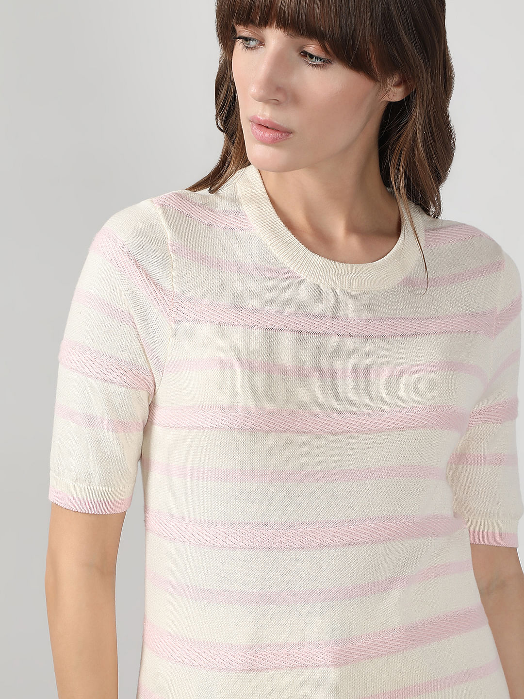 Pink & White Striped Knitted Top