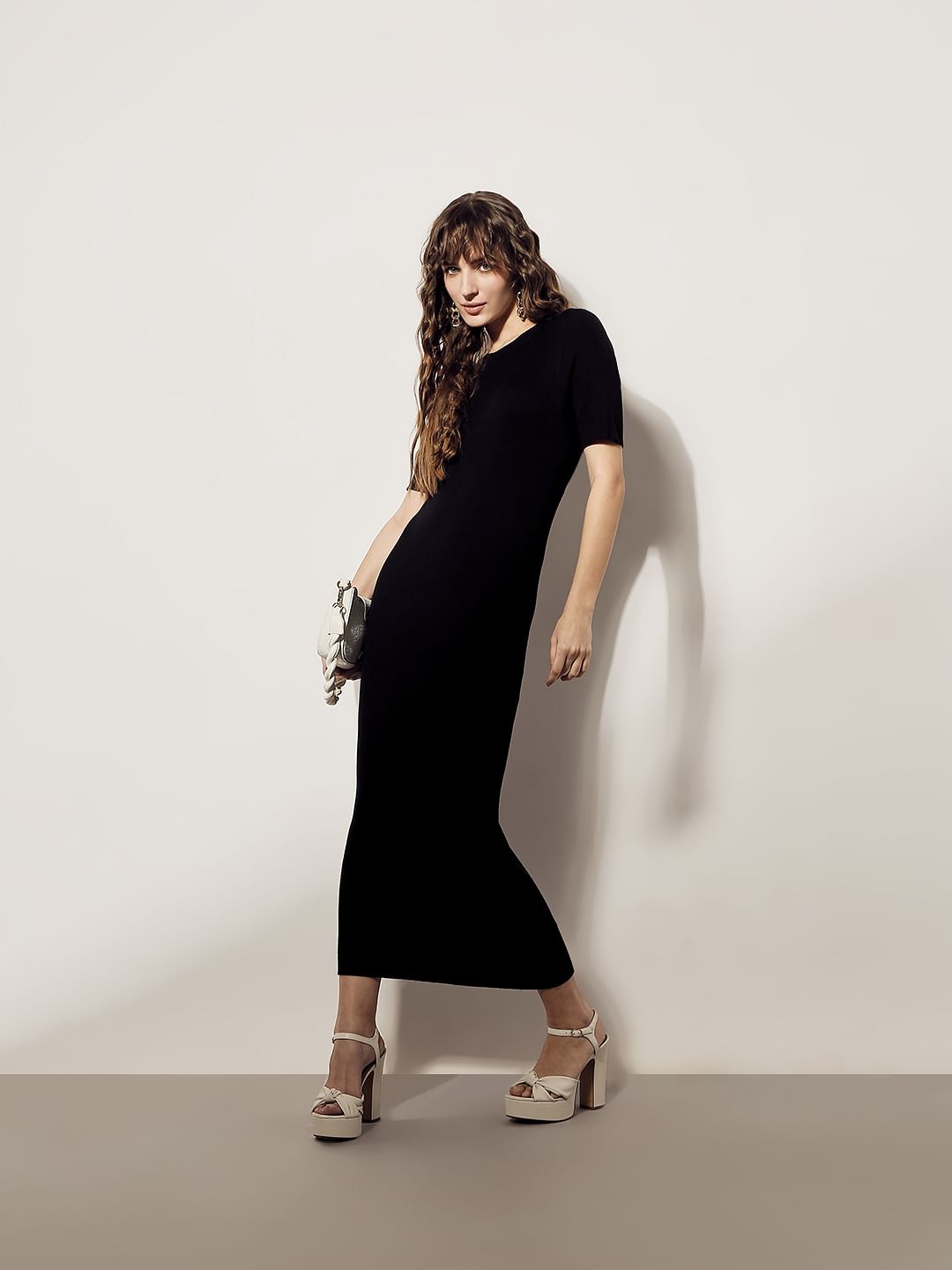 Black Ankle Length Bodycon Dress