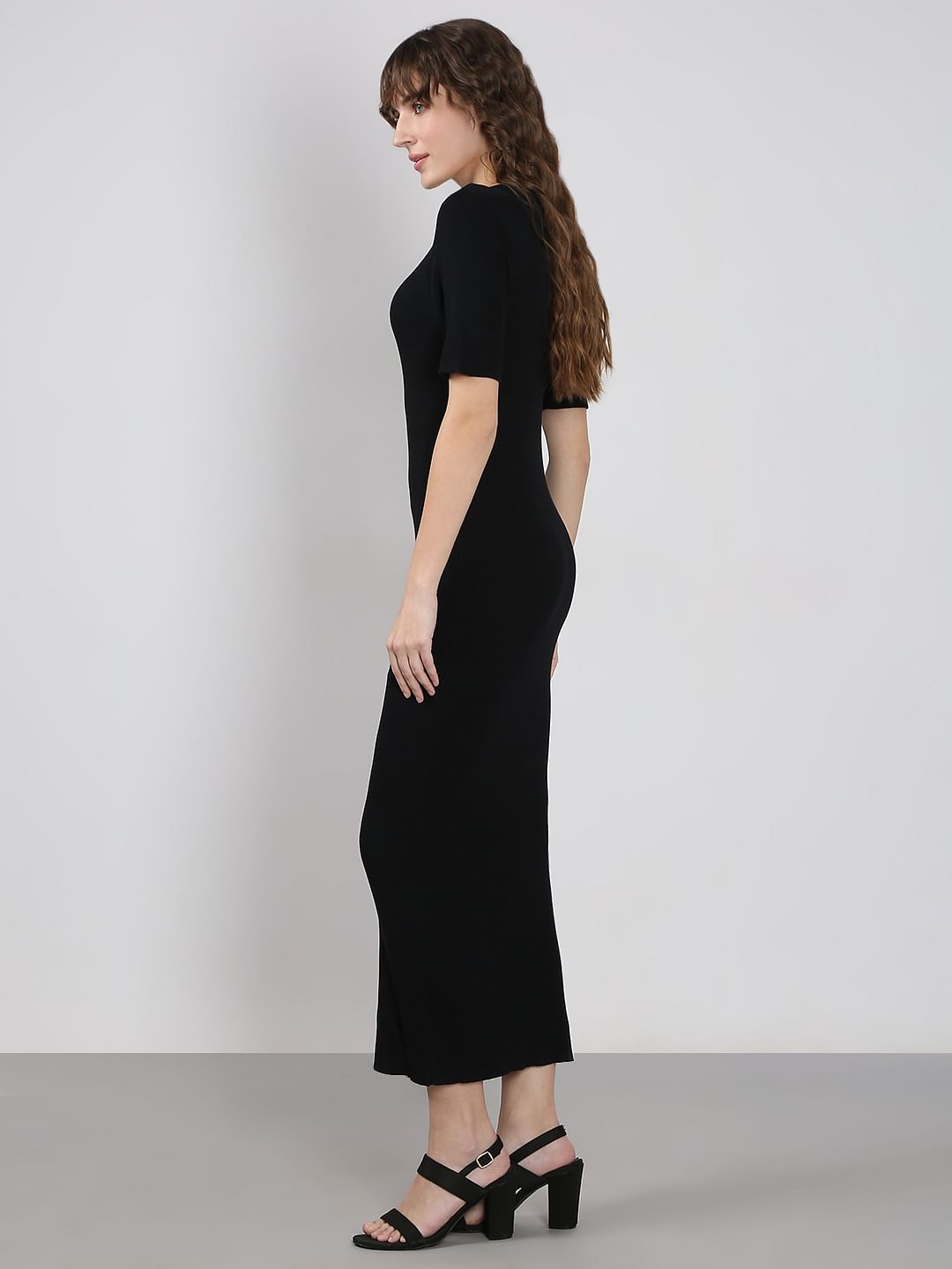 Black Ankle Length Bodycon Dress