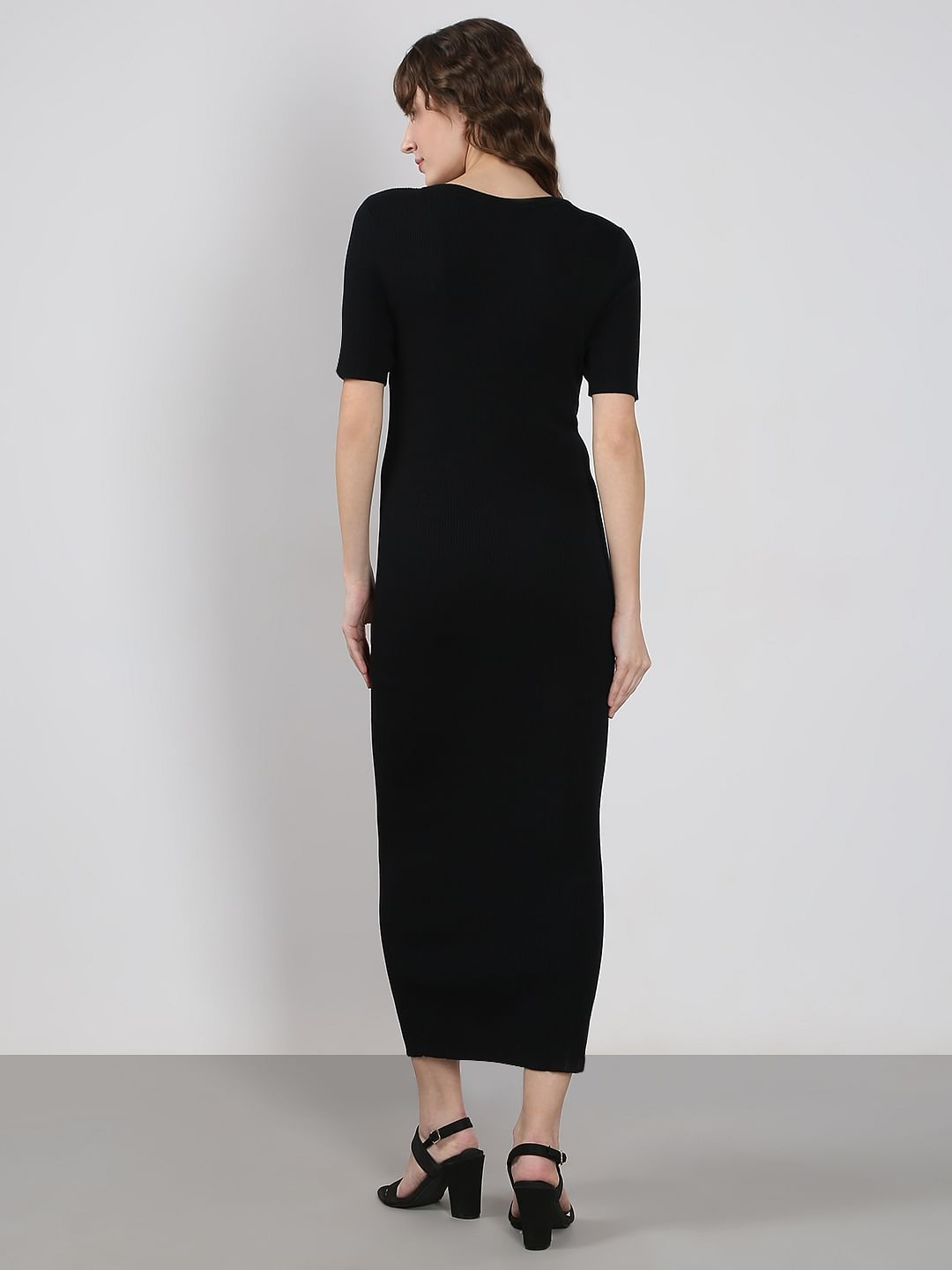 Black Ankle Length Bodycon Dress