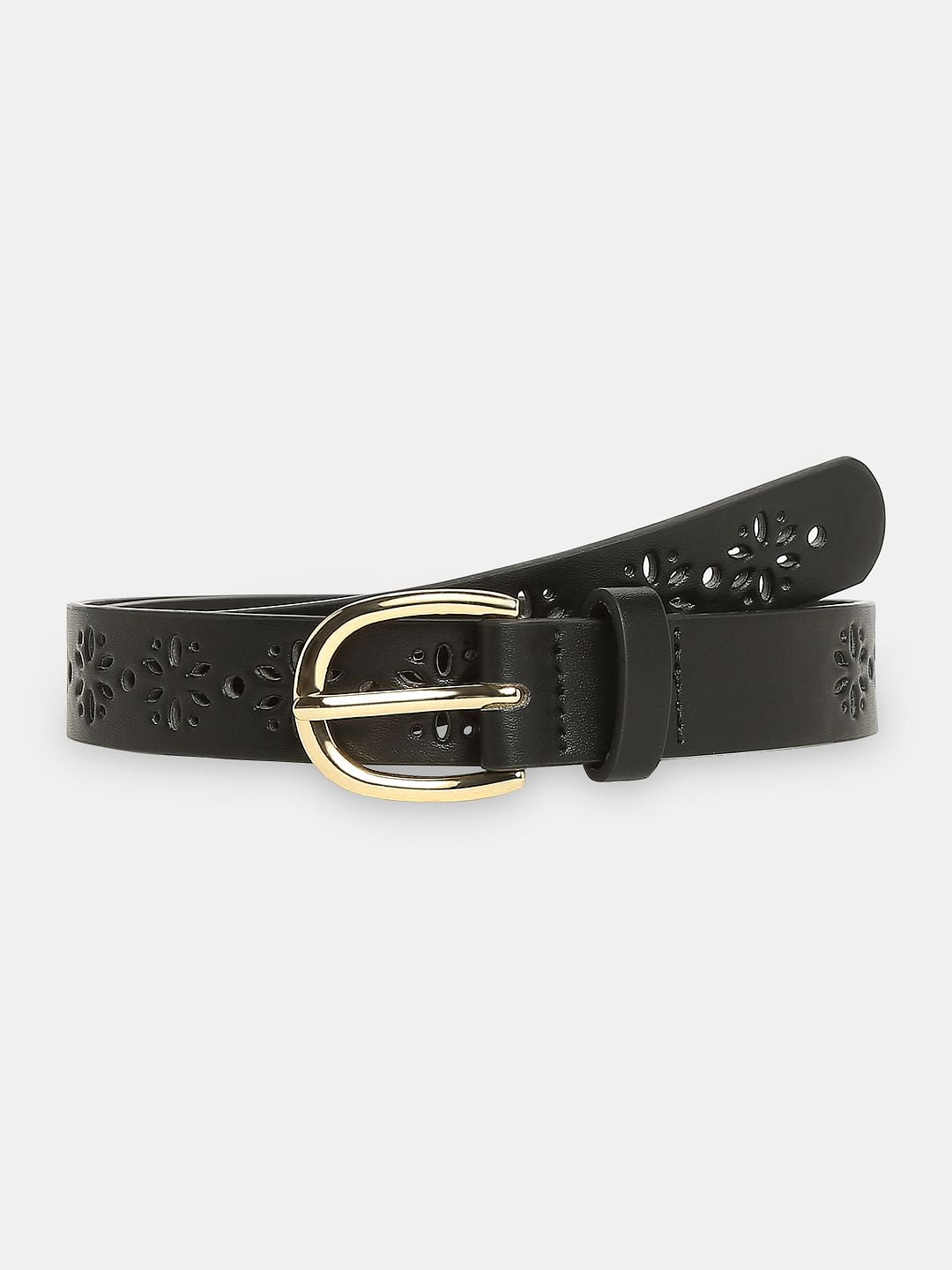Black Cut-Out Detail Jeans Belt