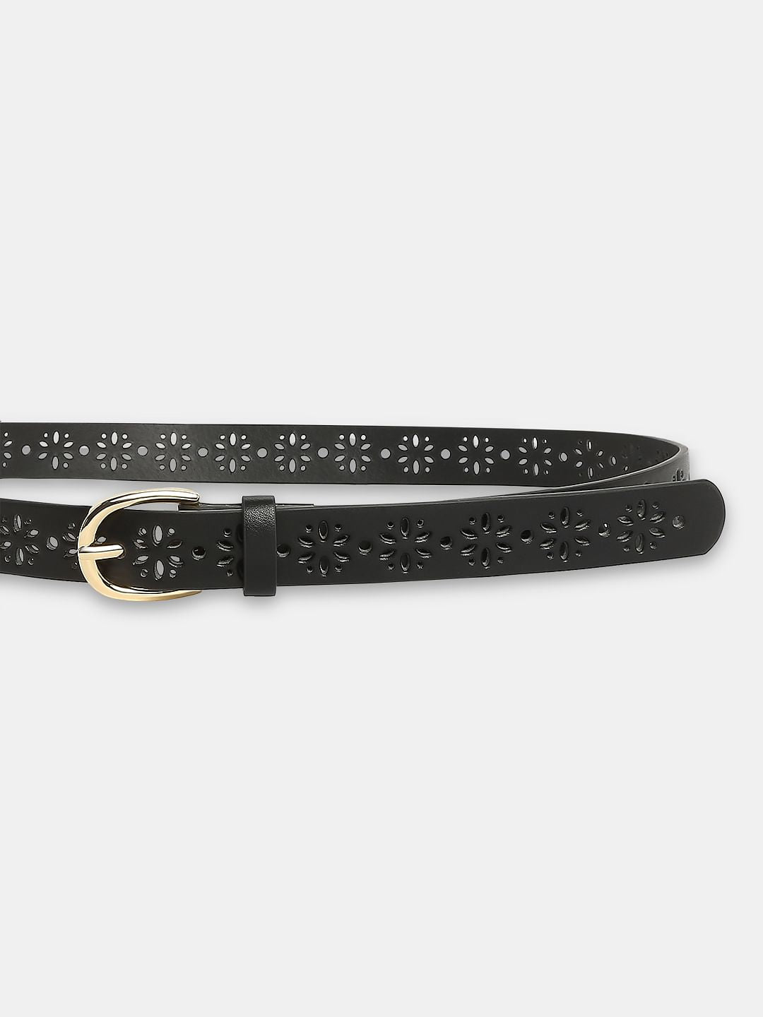 Black Cut-Out Detail Jeans Belt