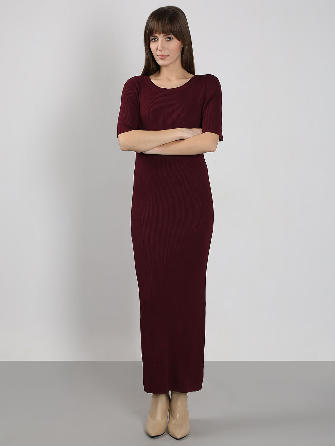 Burgundy Bodycon Dress